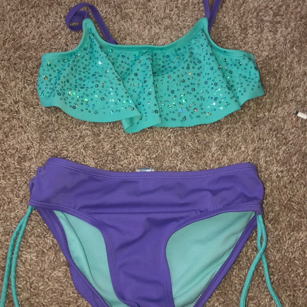 cute blue and purple bathing suit